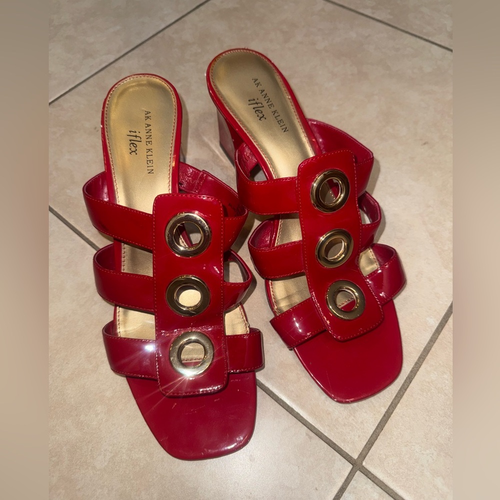 Anne Klein Red Strappy Mules